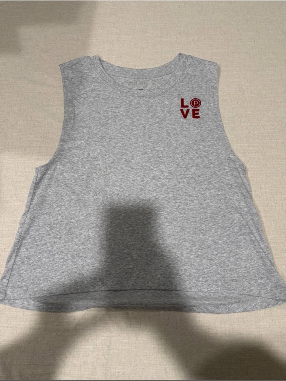 ♥️ Gray Sleeveless Crop Tank with Red pure Barre 'LOVE' Graphic